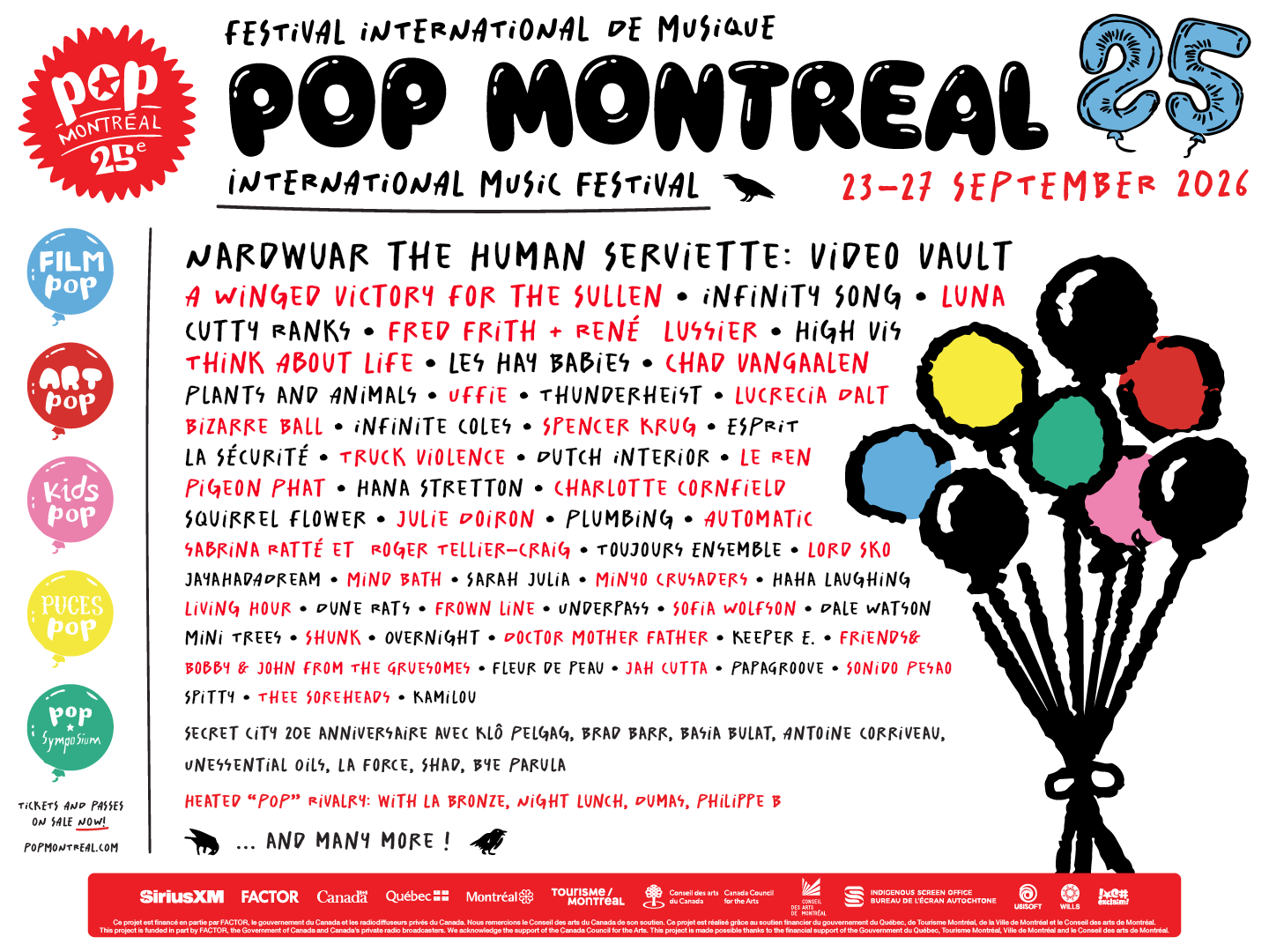 Official POP Montreal 2026 festival programming announcement artwork
