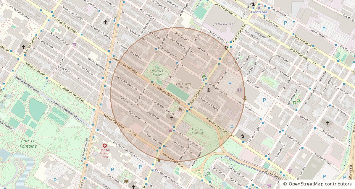 Map of the approximate area around Montrealer in Ville-Marie · Montréal.