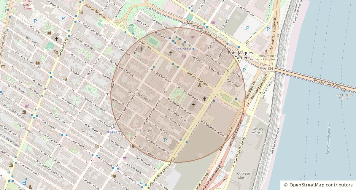 Map of the approximate area around Milos in Ville-Marie · Montréal.